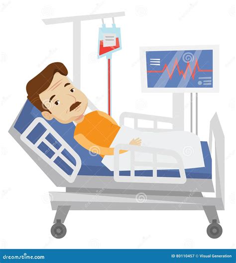 Patient Lying in Hospital Bed Vector Illustration. Stock Vector ...