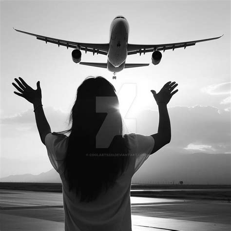 Woman waving her hands to the airliner by Coolarts223 on DeviantArt