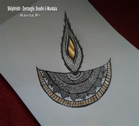 ShilpVrisht - Zentangle, Doodle & Mandala: Mandala ( Diya / Lamp Shaped)