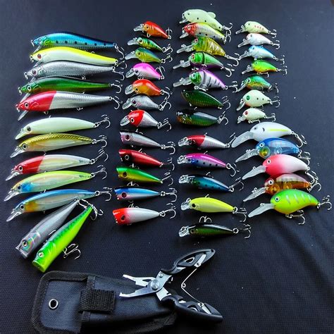 49pcs/lot Lure kit set Fishing lure bait Crank Minnow VIB Baits ...