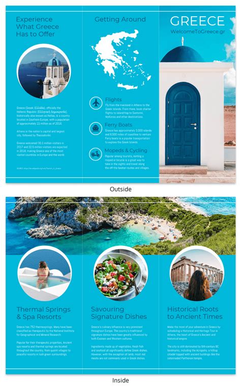 Greece Travel Tri Fold Brochure Template - Venngage