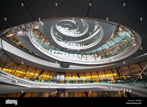 London City Hall by Norman Foster spiral ceiling interior Stock Photo ...