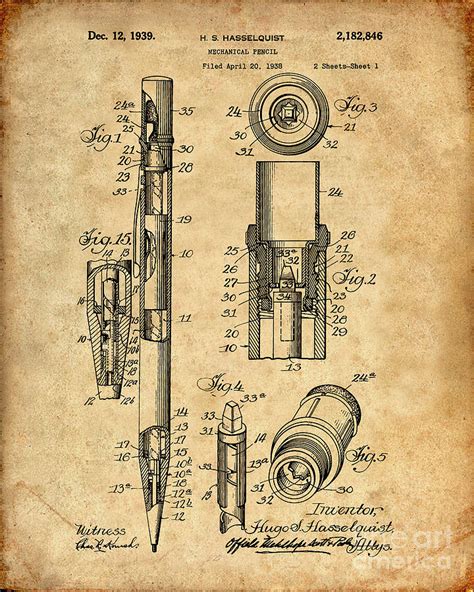 Mechanical Pencil Patent Print Digital Art by Visual Design - Fine Art ...