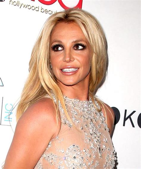 Britney Spears Long Straight Blonde Hairstyle with Light Blonde Highlights