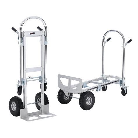 VEVOR 2-in-1 Aluminum Folding 1000 lbs. Capacity Hand Truck with Rubber ...