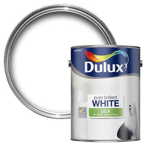 Dulux Pure Brilliant White Silk Emulsion Paint 5L | Departments | DIY ...