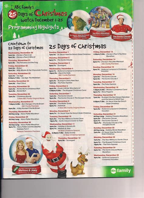 Holidaze Christmas Schedule Abc Family