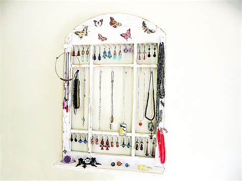 Wall Jewelry Holder White Jewelry Storage Rack by LaVieilleLune