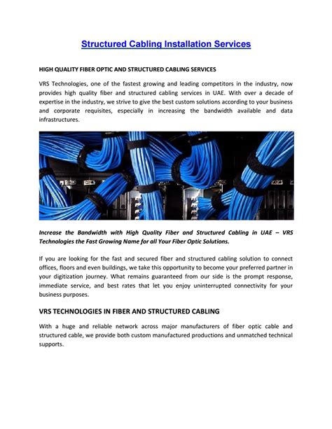 Structured Cabling Installation by VRSTechDXB - Issuu