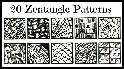 Easy- 20 Zentangle Patterns for Beginners - YouTube