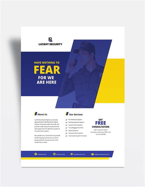 Security Company Flyer Template In Publisher Illustrator Indesign