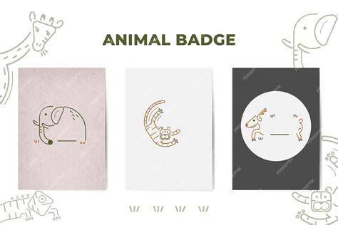 Free Vector | Animal badge design elements vector set