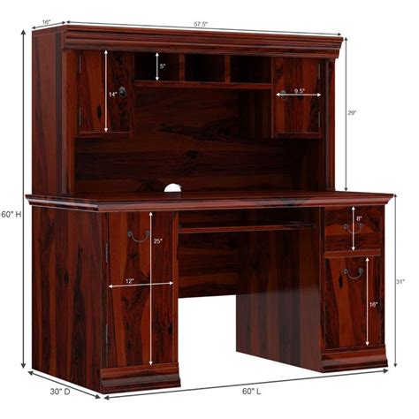 Brooten Rustic Solid Wood Home Office Computer Desk With Hutch