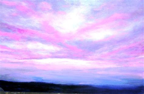 Blue and pink sky Painting by Marie-Line Vasseur - Fine Art America