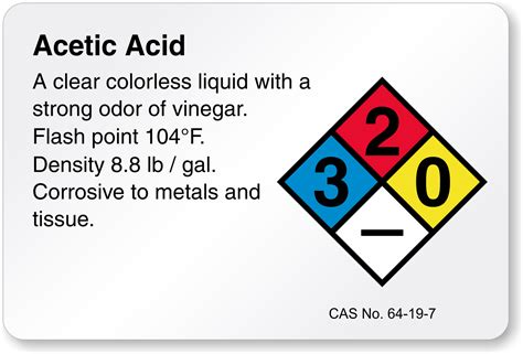 Horizontal NFPA Acetic Acid Label, SKU: LB-1592-139