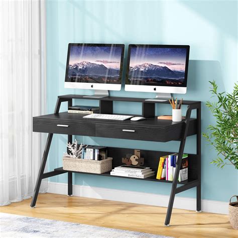 Tribesigns Computer Desk with 2 Drawers, 47 Inch Home Office Desk with ...