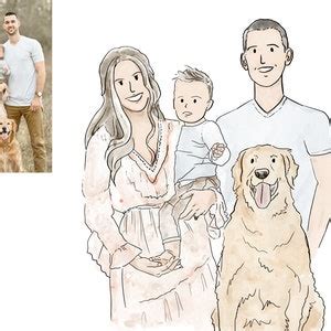 Custom Family Portrait With Pets, Personalized Family Wall Art ...