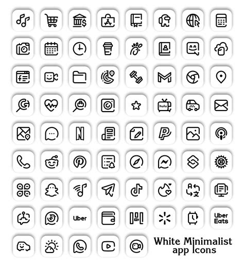 White App Icons for iOS 15 & Android - iPhone White Minimalist App Icons