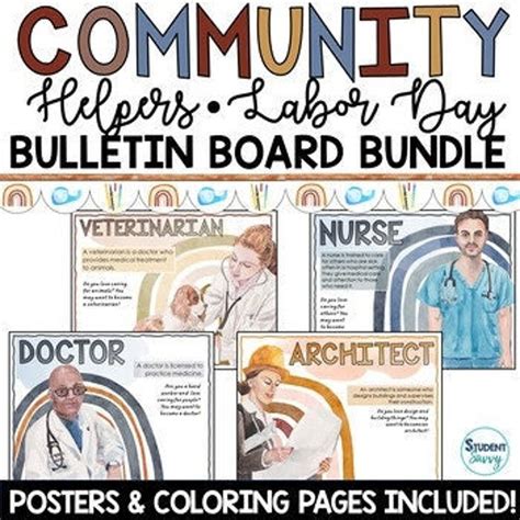 Labor Day Bulletin Board Poster BUNDLE Career Coloring Pages Activities ...