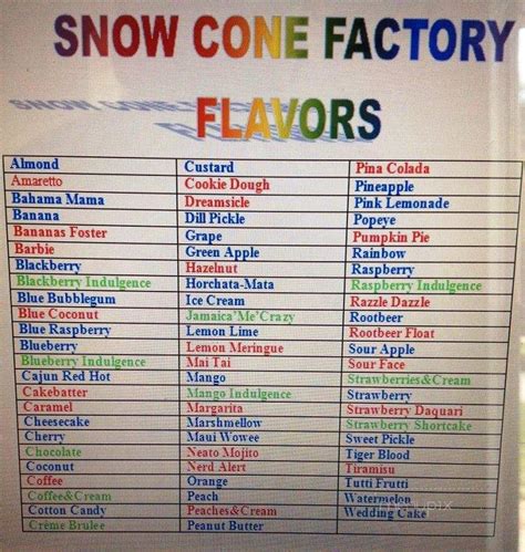 Online Menu of Snow Cone Factory, Porter, TX