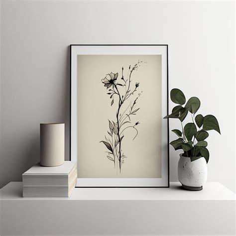 Black and White Flower Sketch Flower Drawing Flower Print - Etsy