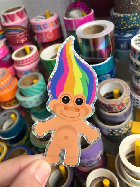 Sparkle Prismatic Rainbow Hair Troll Sticker - Etsy