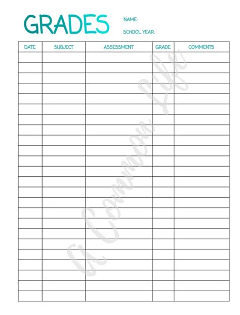 Printable Homeschool Grade Sheets - NewFreePrintable.net