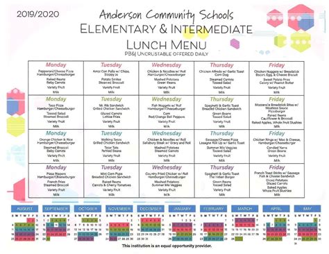 Monthly Lunch Menus – Lunch Menu – Eastside Elementary School | School ...