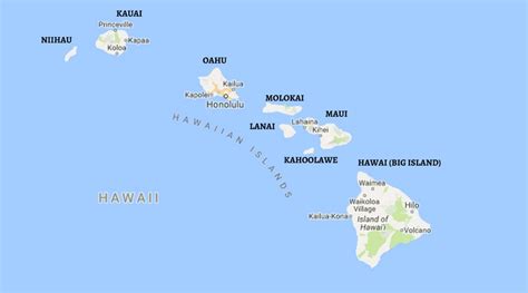 Map Of Hawaiian Islands With Names