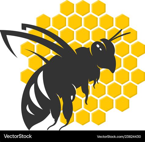 Honey bee hive honeycomb logo template Royalty Free Vector