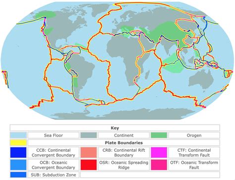 Map of Tectonic Plates and Plate Boundaries