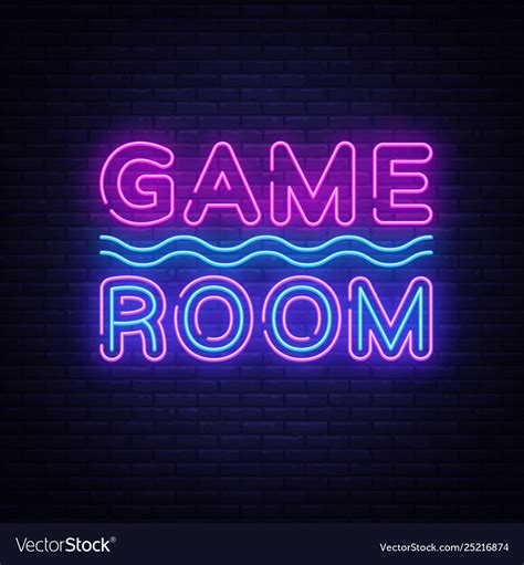 Game room neon text gaming sign Royalty Free Vector Image