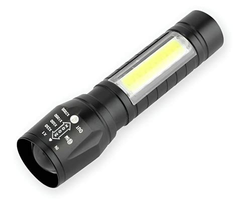 Powerful Compact LED Torch with Flood Lamp (USB Rechargeable)