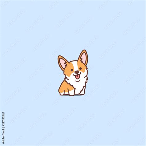 Cute corgi puppy cartoon icon, vector illustration Stock Vector | Adobe ...