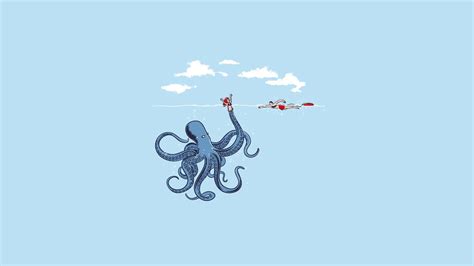 Blue octopus illustration HD wallpaper | Wallpaper Flare