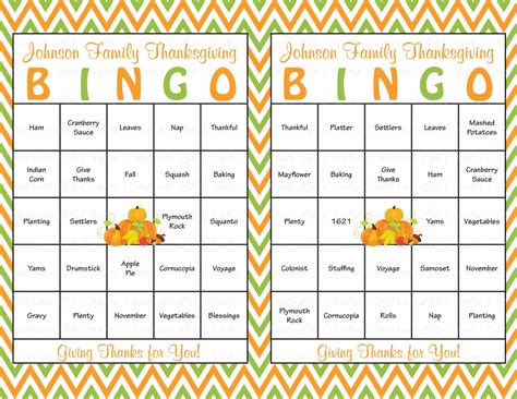 Personalized Thanksgiving Bingo Cards DIY by CelebrateLifeCrafts