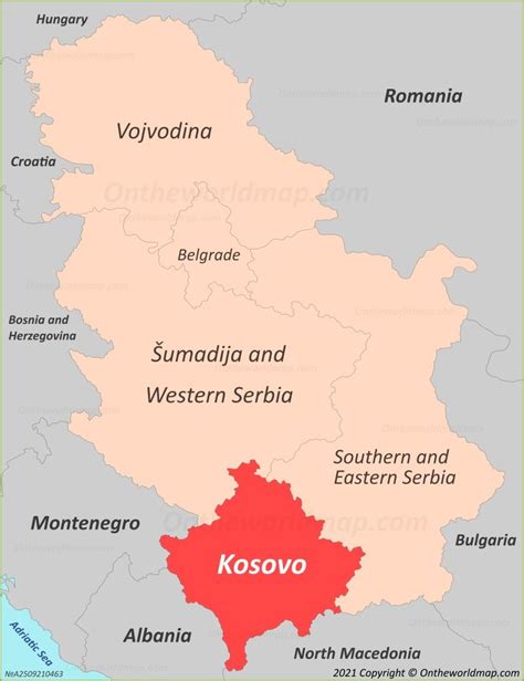 Kosovo Location On The Serbia Map - Ontheworldmap.com