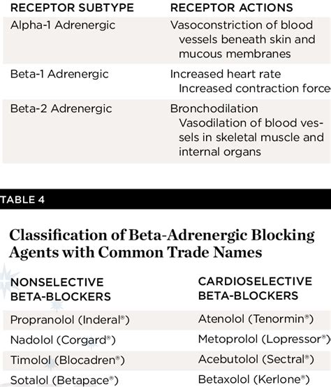 The Action of Epinephrine at Various Receptors | Download Table