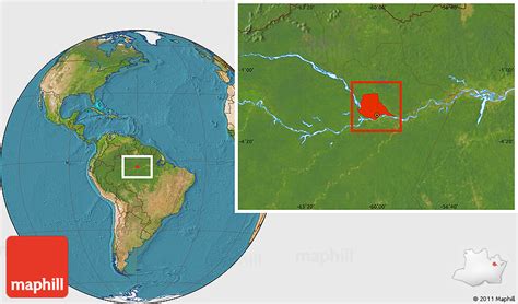 Satellite Location Map of Manaus