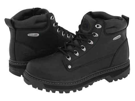 Lyst - Skechers Pilot (black Oily Leather) Men's Lace-up Boots in Black ...