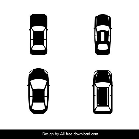 Car icons flat silhouette top view vectors stock in format for free ...