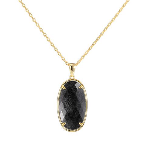 Gold Silver Obsidian Pendant Necklace - TTT Jewelry