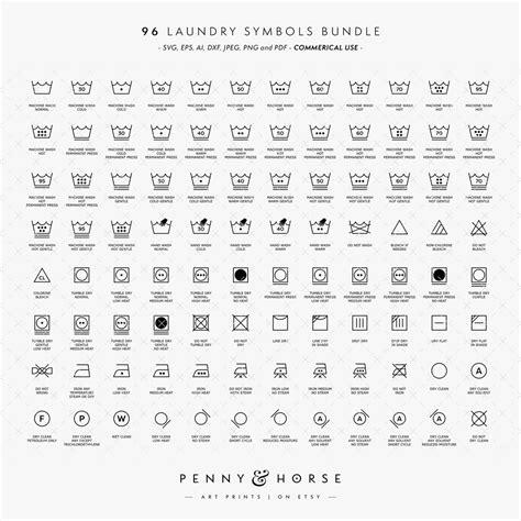 Laundry Symbols SVG Vector Bundle, Wash Label Icons Svg, Laundry Icons ...