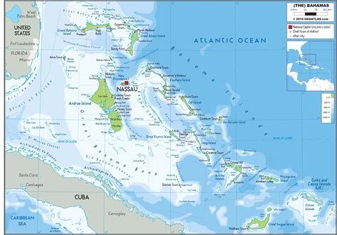 The Bahamas Physical Educational Wall Map From Academia Maps | Images ...