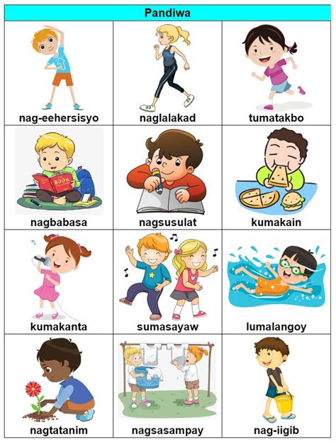 Pandiwa (verb) | Good habits for kids, 1st grade reading worksheets ...