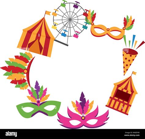 circular frame carnival elements vector illustration design Stock ...