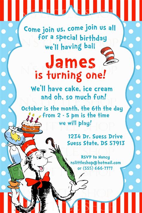 Dr Seuss Birthday Invitations Wording | Drevio Invitations Design