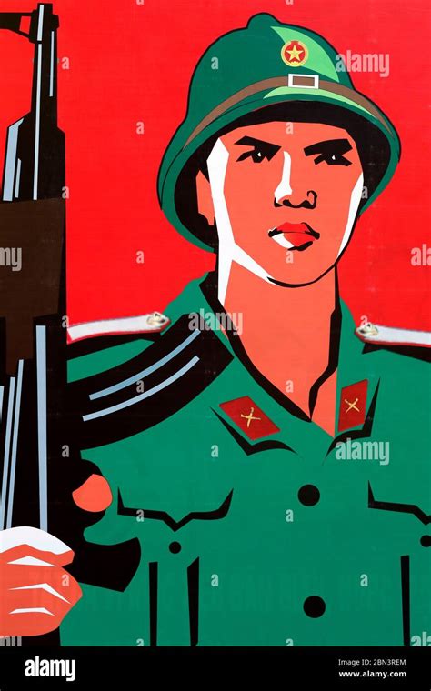 Communist government propaganda poster in the street. Vietnamese ...