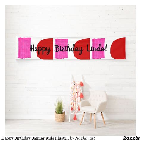 Happy Birthday Banner Kids Illustration Colorful | Zazzle | Birthday ...