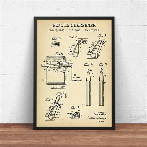 Pencil Sharpener Patent Print, Office Wall Art, Classroom Decor ...